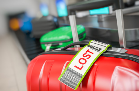 Koffer gemarkeerd als verloren op de luchthaven