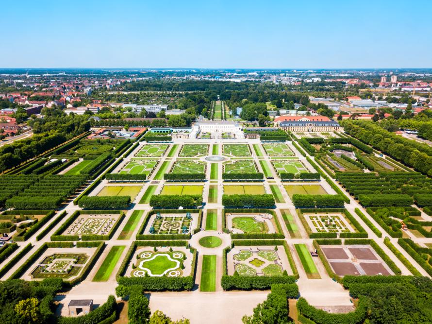 Luchtfoto van de Herrenhäuser Gärten