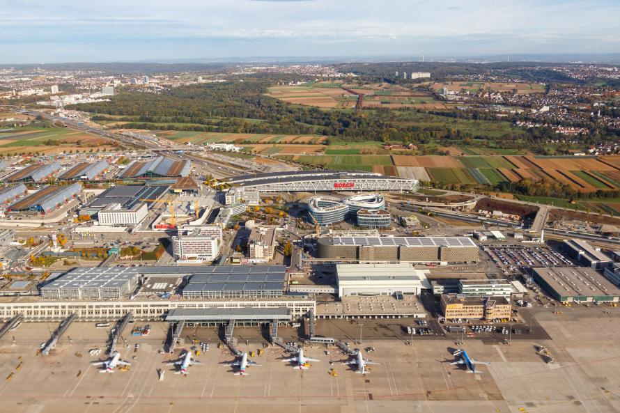 De gebouwen van Luchthaven Stuttgart.